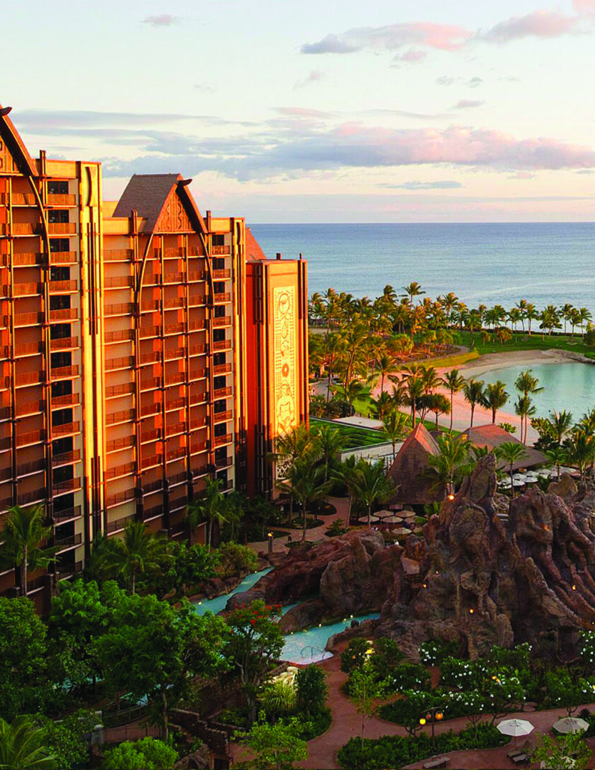 A view of the ocean and buildings from above.